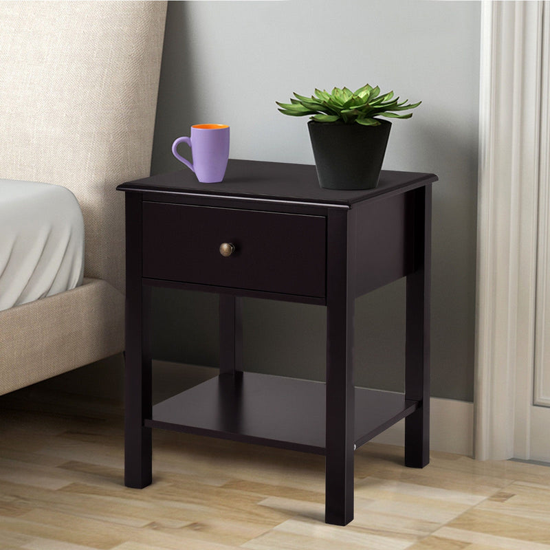 Rectangular Nightstand End Table with One Drawer and One Shelf