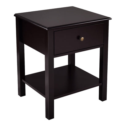 Rectangular Nightstand End Table with One Drawer and One Shelf
