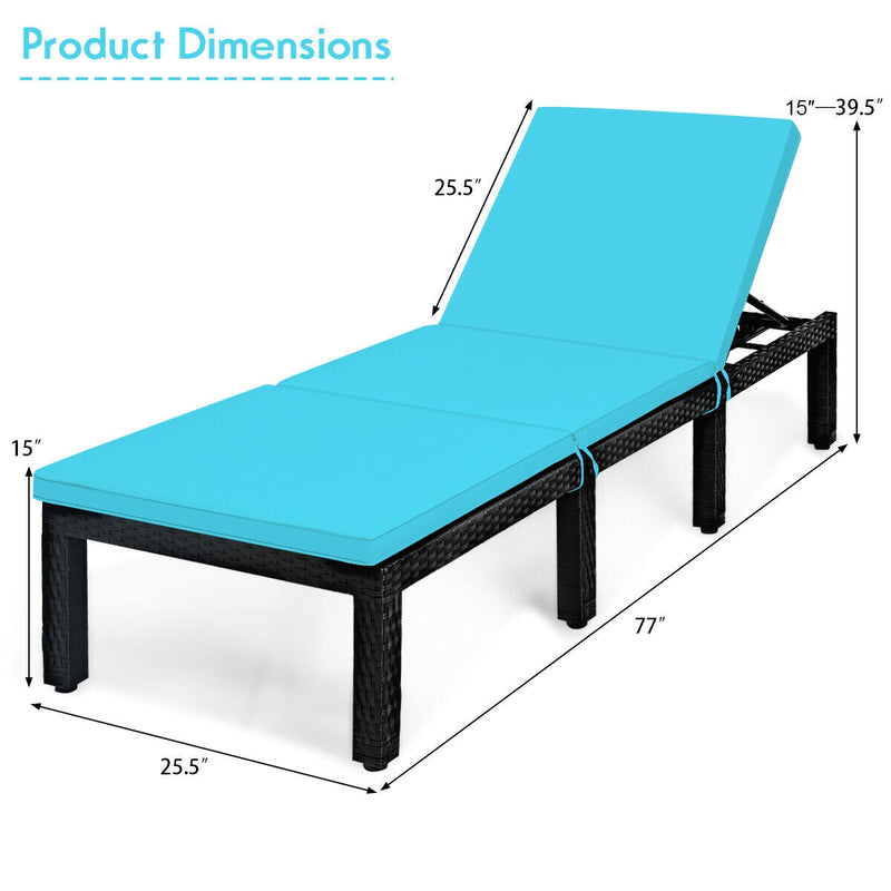 Patio Rattan Cushioned Height Adjustable Lounge Chair-Blue