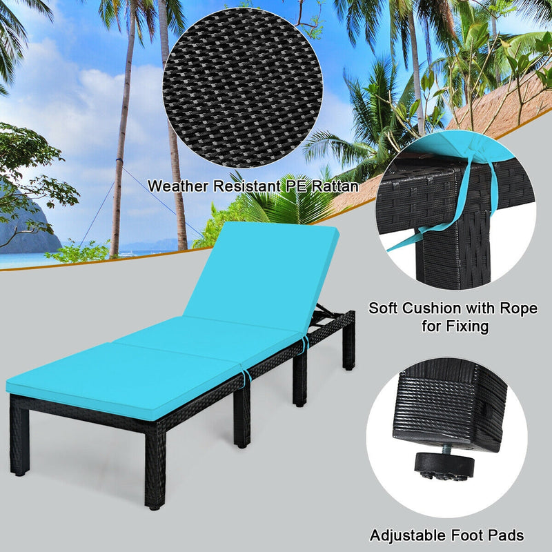 Patio Rattan Cushioned Height Adjustable Lounge Chair