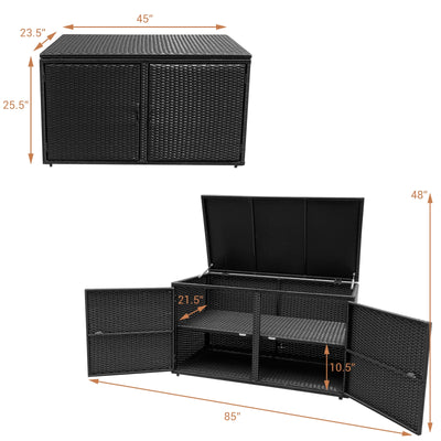 88 Gallon Garden Patio Rattan Storage Container Box
