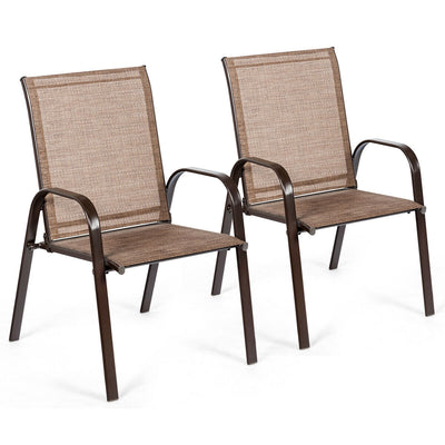 2 Pieces Patio Outdoor Dining Chair with Armrest