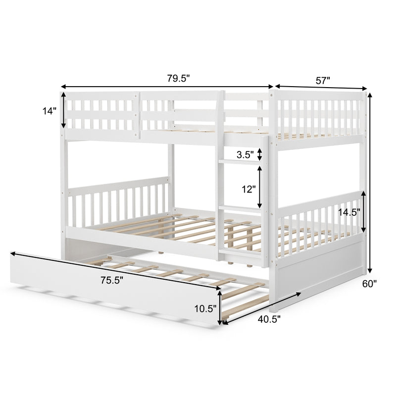 Full over Full Bunk Bed Platform Wood Bed