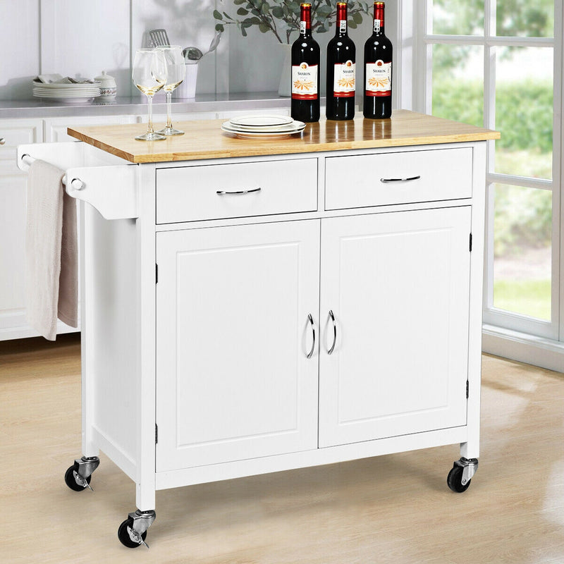 Wooden Rolling Kitchen Island Serving Cart