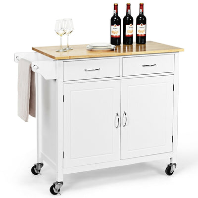 Wooden Rolling Kitchen Island Serving Cart