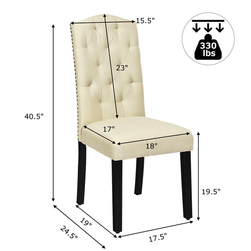 Set of 2 Tufted Upholstered Dining Chair