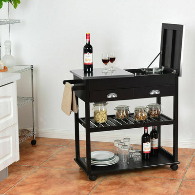 Rolling Kitchen Island Trolley Cart with 2 Drawers