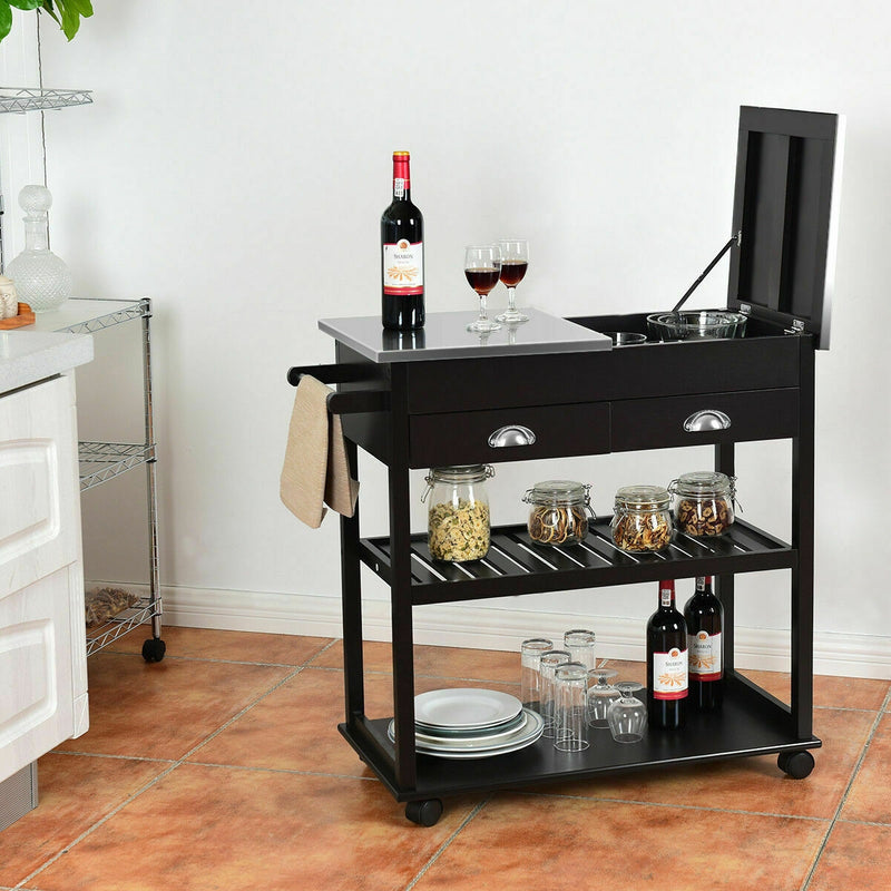 Rolling Kitchen Island Trolley Cart with 2 Drawers