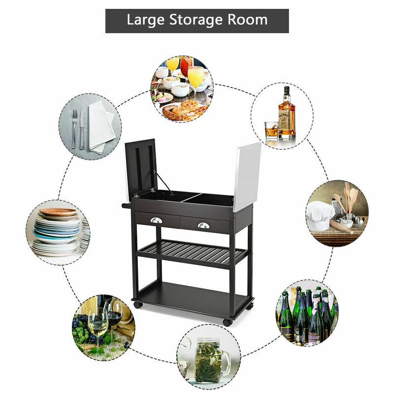 Rolling Kitchen Island Trolley Cart with 2 Drawers