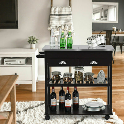 Rolling Kitchen Island Trolley Cart with 2 Drawers