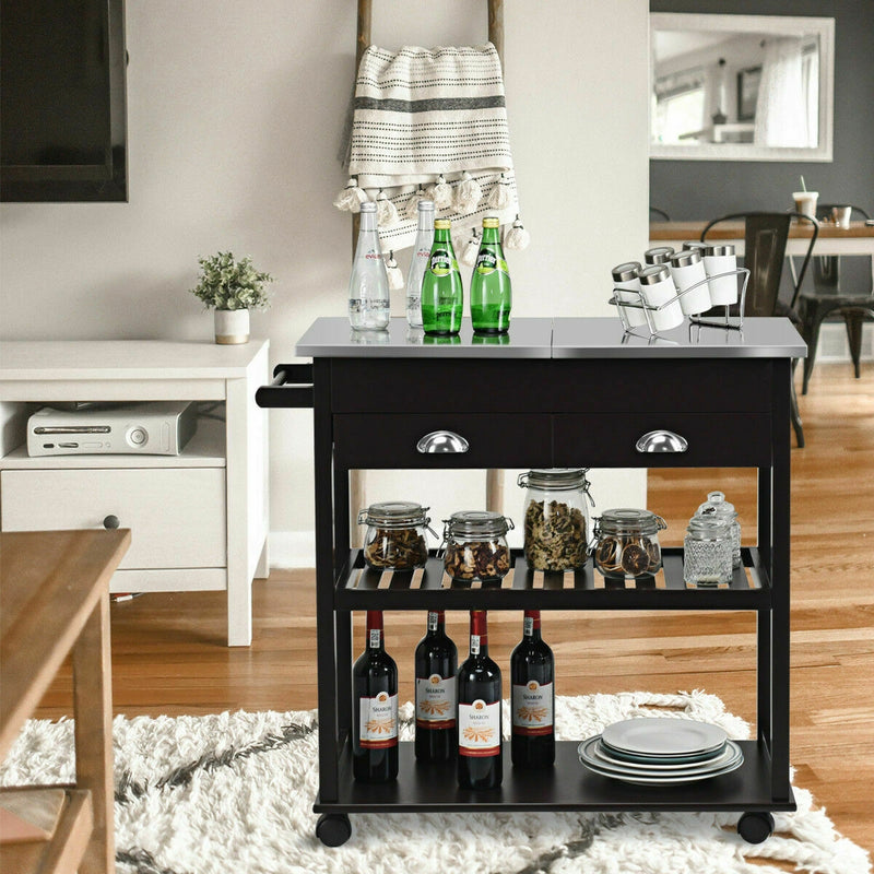 Rolling Kitchen Island Trolley Cart with 2 Drawers