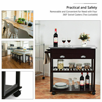 Rolling Kitchen Island Trolley Cart with 2 Drawers