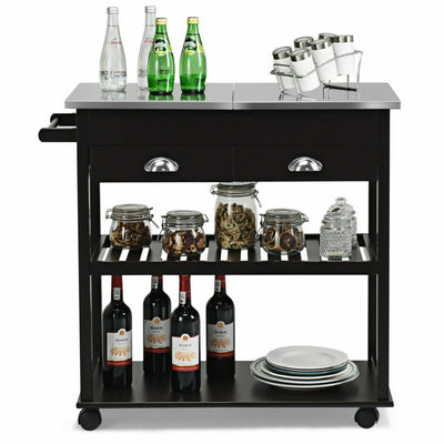 Rolling Kitchen Island Trolley Cart with 2 Drawers