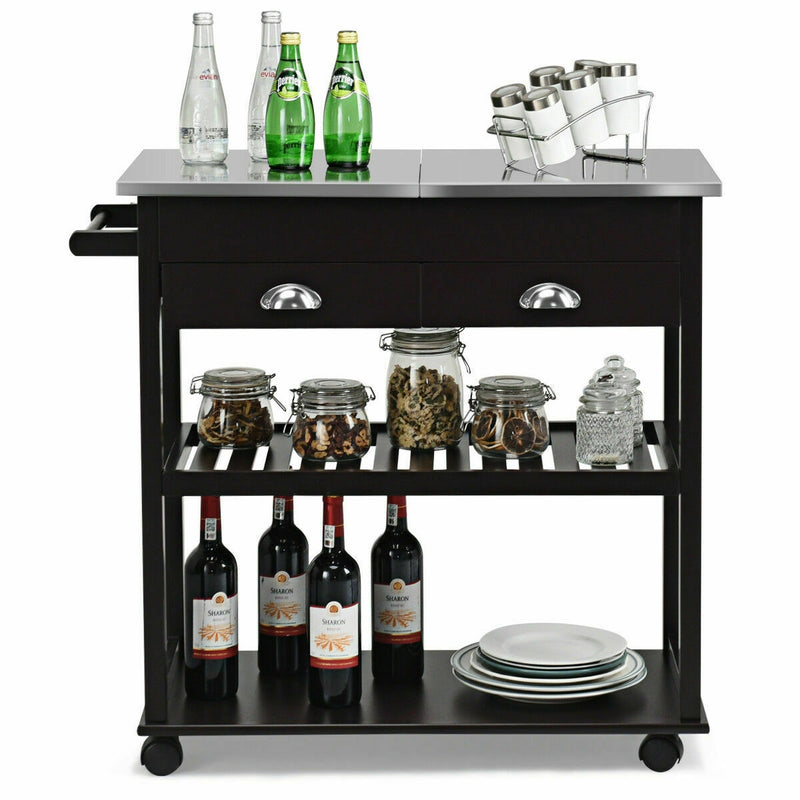 Rolling Kitchen Island Trolley Cart with 2 Drawers