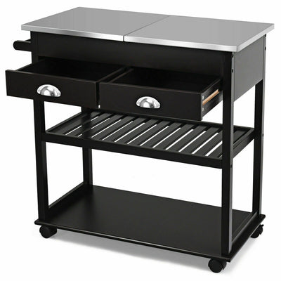 Rolling Kitchen Island Trolley Cart with 2 Drawers