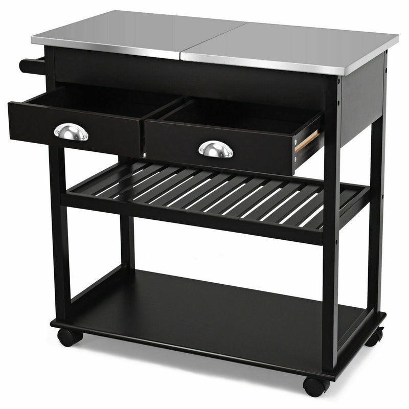 Rolling Kitchen Island Trolley Cart with 2 Drawers