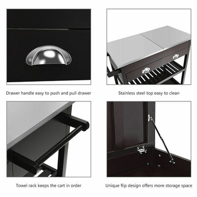 Rolling Kitchen Island Trolley Cart with 2 Drawers