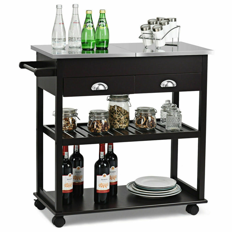 Rolling Kitchen Island Trolley Cart with 2 Drawers