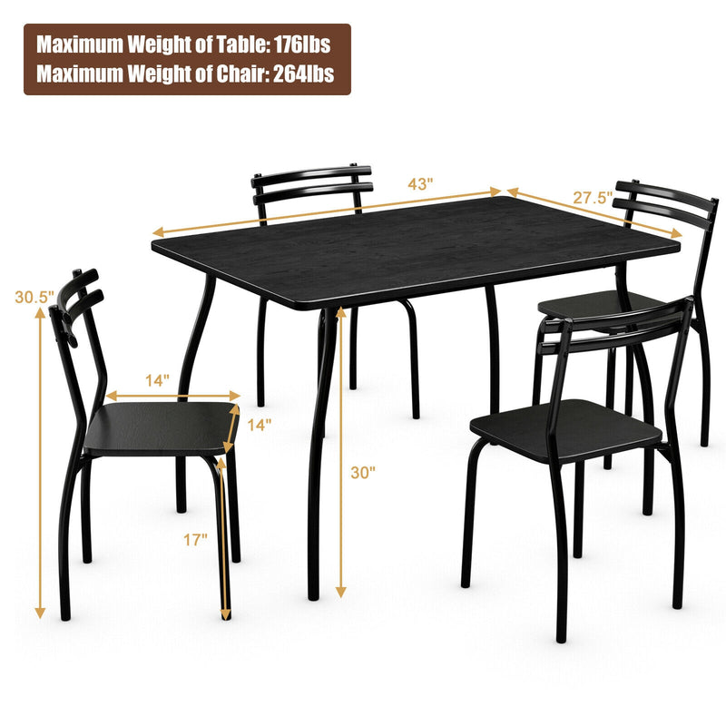 5 Pcs Dining Table Set with 4 Chairs