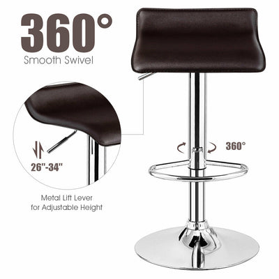Set of 2 Adjustable PU Leather Backless Bar Stools