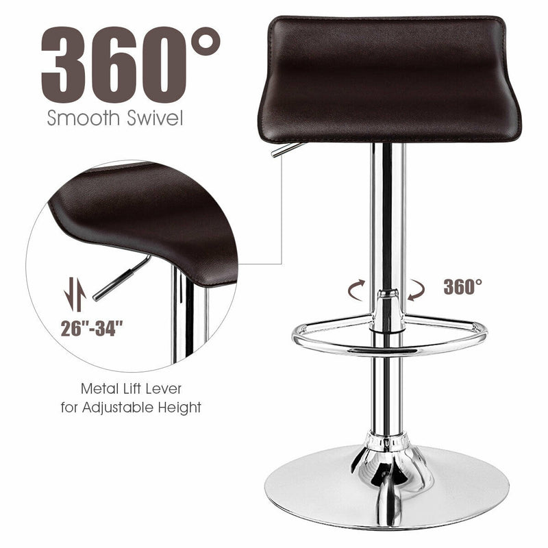 Set of 2 Adjustable PU Leather Backless Bar Stools