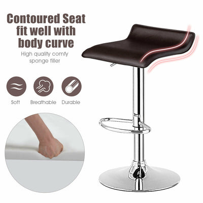 Set of 2 Adjustable PU Leather Backless Bar Stools