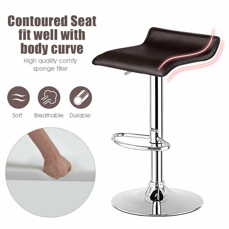 Set of 2 Adjustable PU Leather Backless Bar Stools