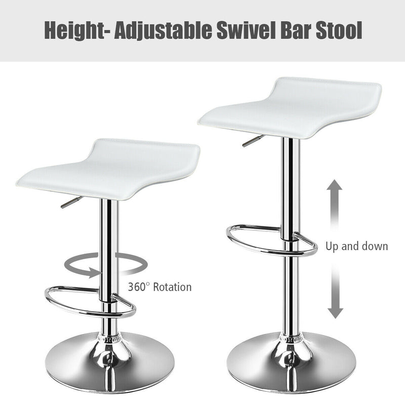 Set of 2 Adjustable PU Leather Backless Bar Stools