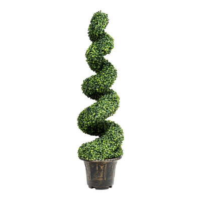 2 Pieces 4 Feet Artificial Décor Green Boxwood Spiral Tree Set