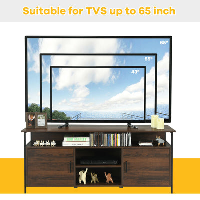 65" TV Stand with Open Shelves and Storage Cabinets