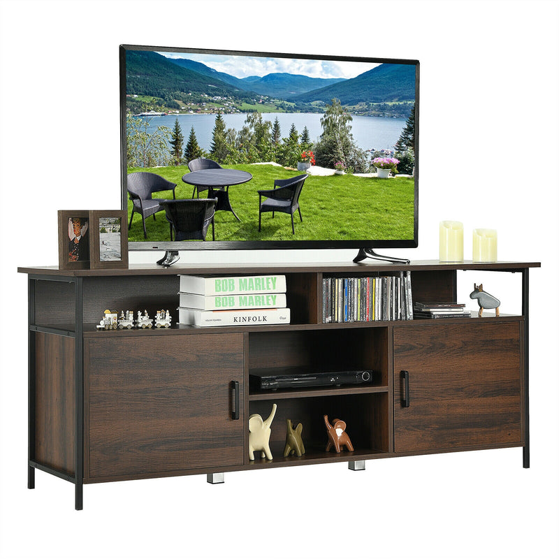 65" TV Stand with Open Shelves and Storage Cabinets