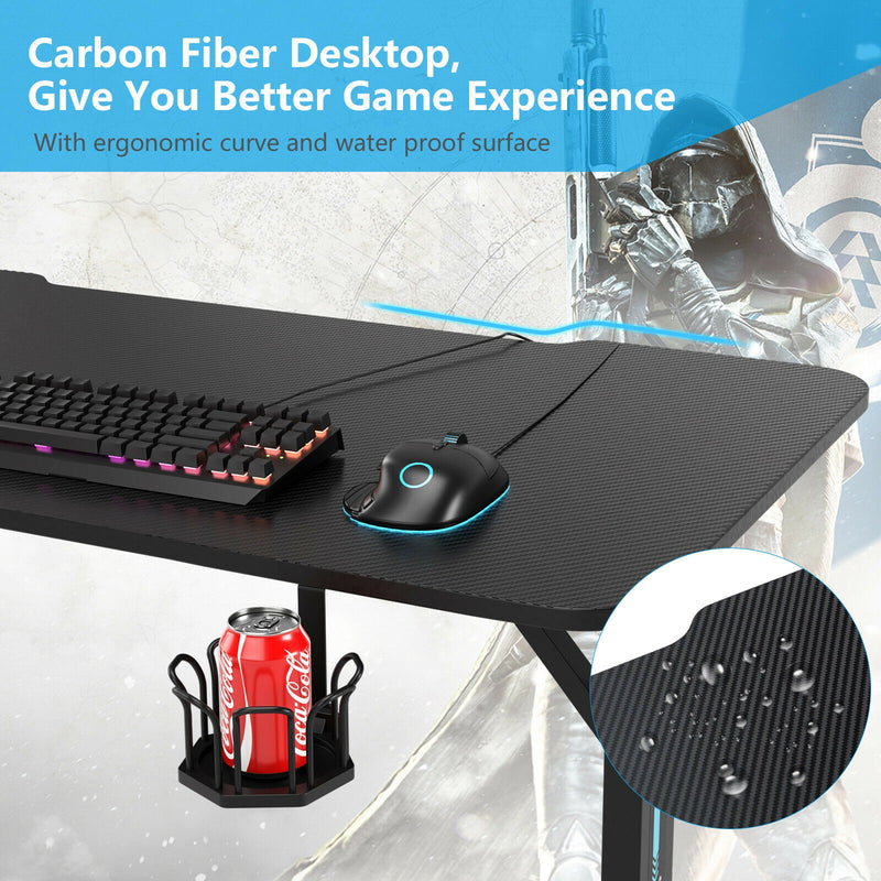 Gaming Handle Rack Computer Gaming Desk with LED Lignt and Gaming Handle Rack for Home ...