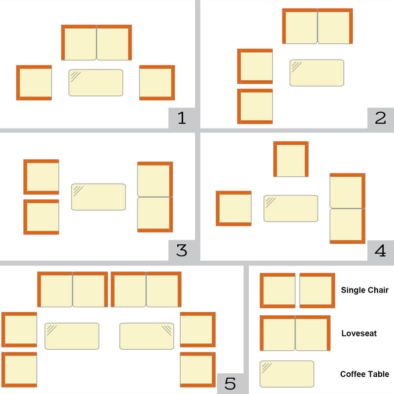 4 Pieces Comfortable Outdoor Rattan Sofa Set with Glass Coffee Table