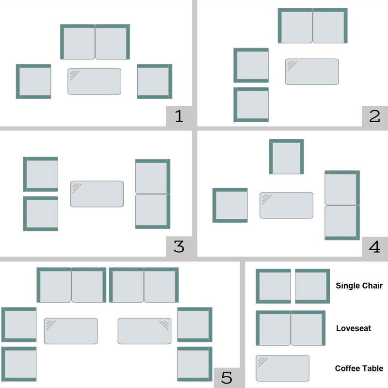 4 Pieces Comfortable Outdoor Rattan Sofa Set with Glass Coffee Table