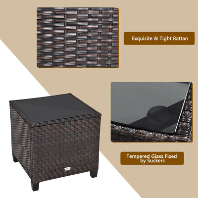 3 Pieces Rattan Patio Furniture Set with Washable Cushion