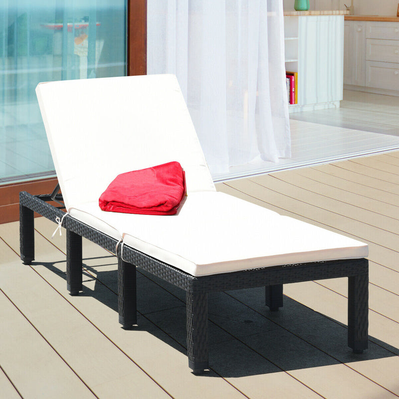 Patio Rattan Cushioned Height Adjustable Lounge Chair