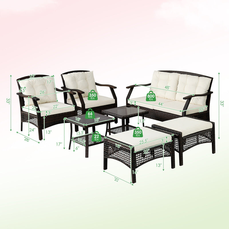 7 Pieces Outdoor Patio Furniture Set with Waterproof Cover