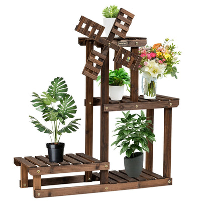 Wood Plant Stand 4 Tier Shelf Multiple Space-saving Rack