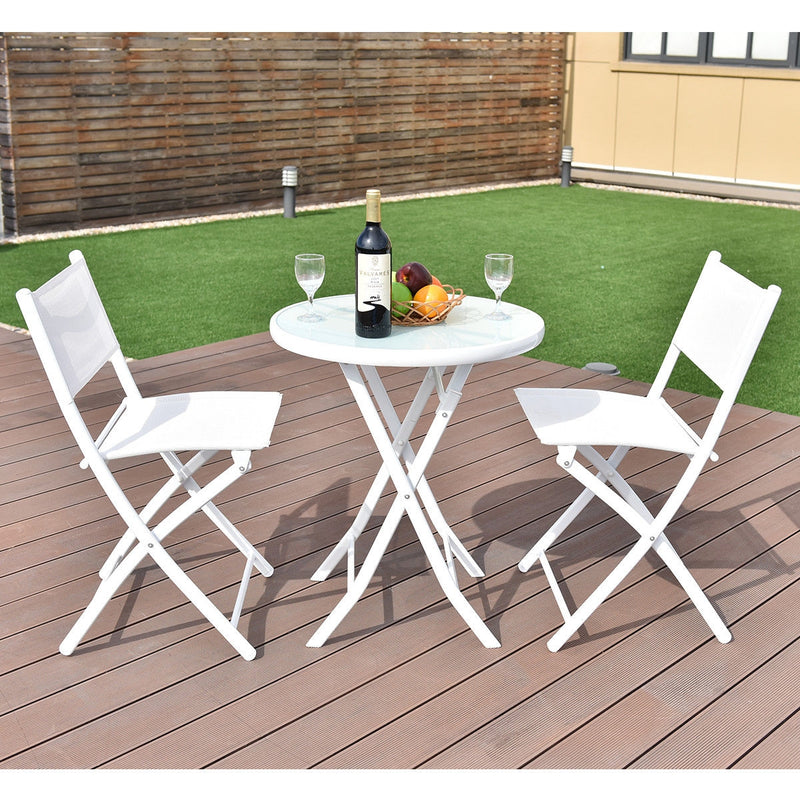 3 Pieces Patio Folding Bistro Set for Balcony or Outdoor Space