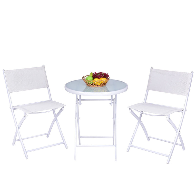 3 Pieces Patio Folding Bistro Set for Balcony or Outdoor Space