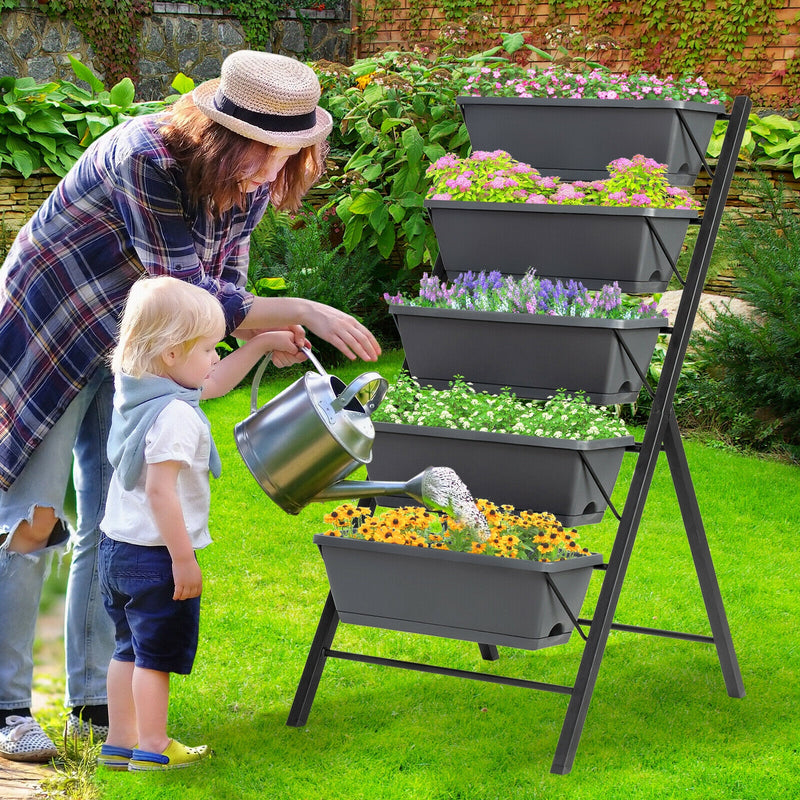 4 ft Vertical Raised Garden Bed with 5 Tiers for Patio Balcony Flower Herb