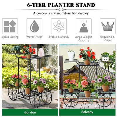 6-Tier Garden Cart Flower Rack Display Decor Pot Plant Holder