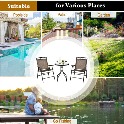3 Pieces Portable and Folding Patio Bistro Set with table