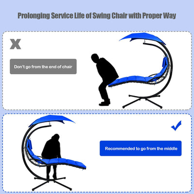 Hanging Stand Chaise Lounger Swing Chair with Pillow