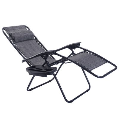 2 Pcs Folding Lounge Chair with Zero Gravity