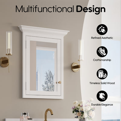 24 in. W x 30 in. H Recess Mount Bathroom Wood Medicine Cabinet with Mirror in White