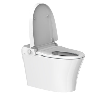 Elongated Smart Toilet Bidet in White with UV-A Sterilization, Auto Flush, Heated Seat and Remote