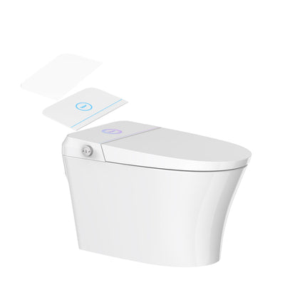 Elongated Smart Toilet Bidet in White with UV-A Sterilization, Auto Flush, Heated Seat and Remote