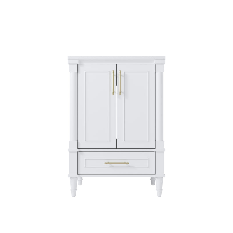 24 inch Bathroom Vanity with Single Sink, Solid Wooden Freestanding Bathroom Cabinet with Soft-Closing Doors