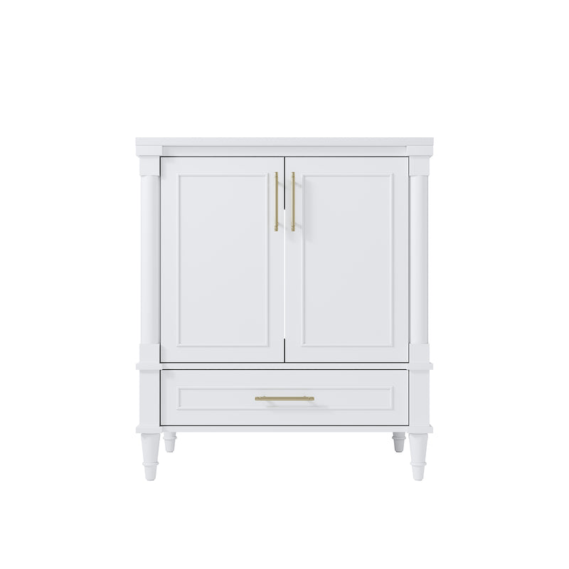 30 inch Bathroom Vanity with Single Sink, Solid Wooden Freestanding Bathroom Cabinet with Soft-Closing Doors